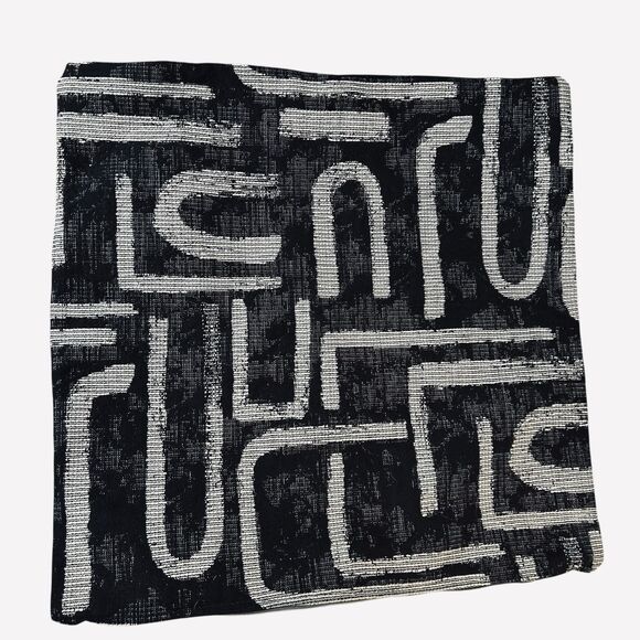 Accent Pillow Cover Black and White Geometric Abstract 21" X 21" Jacquard Weave - Picture 2 of 10